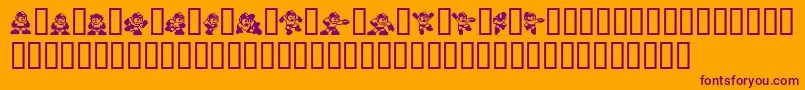 Megaman2.Themang-Schriftart – Violette Schriften auf orangefarbenem Hintergrund