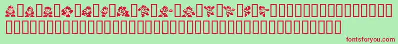 Czcionka Megaman2.Themang – czerwone czcionki na zielonym tle