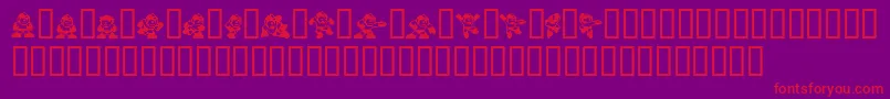 Megaman2.Themang-Schriftart – Rote Schriften auf violettem Hintergrund