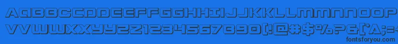 Starduster3D-Schriftart – Schwarze Schriften auf blauem Hintergrund