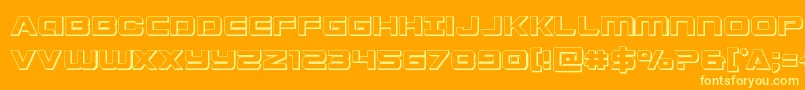 Starduster3D-Schriftart – Gelbe Schriften auf orangefarbenem Hintergrund