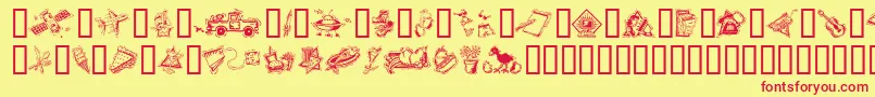 Iconettes Font – Red Fonts on Yellow Background