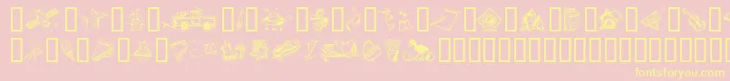 Iconettes Font – Yellow Fonts on Pink Background