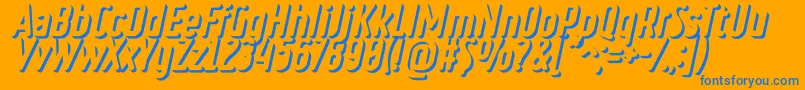 RulerVolumeOuter-Schriftart – Blaue Schriften auf orangefarbenem Hintergrund