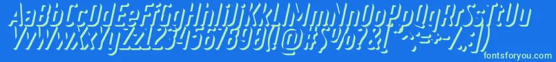 RulerVolumeOuter-Schriftart – Grüne Schriften auf blauem Hintergrund