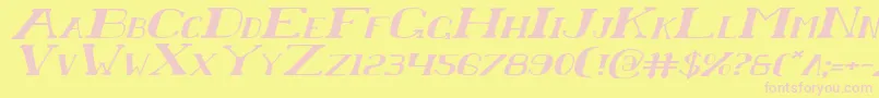 ChardinDoihleExpandedItalic-Schriftart – Rosa Schriften auf gelbem Hintergrund