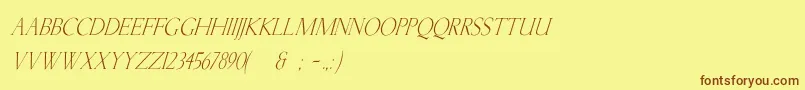 Fonte KellnearItalic – fontes marrons em um fundo amarelo