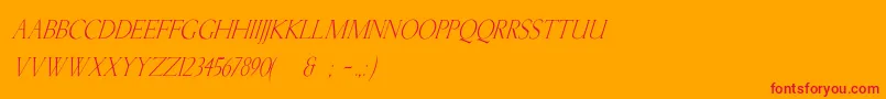 KellnearItalic-Schriftart – Rote Schriften auf orangefarbenem Hintergrund