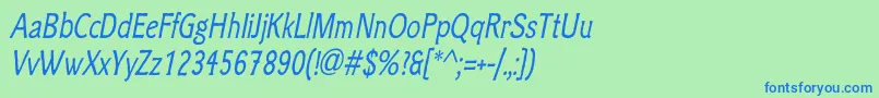 ClicheeItalic-Schriftart – Blaue Schriften auf grünem Hintergrund