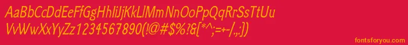 フォントClicheeItalic – 赤い背景にオレンジの文字