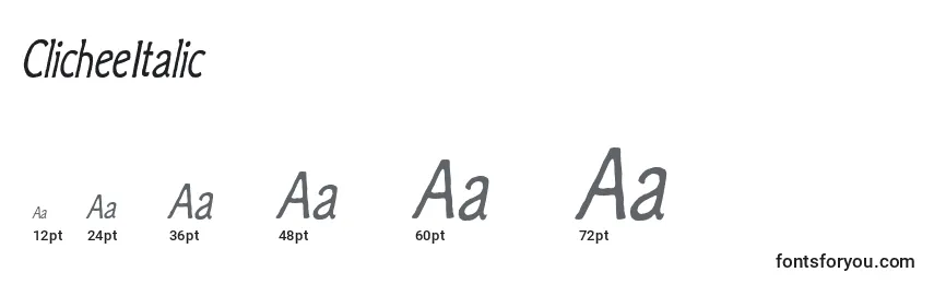 Размеры шрифта ClicheeItalic