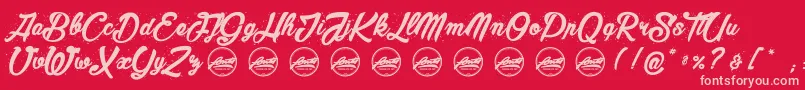 MaderaStudioPersonaluseonly Font – Pink Fonts on Red Background