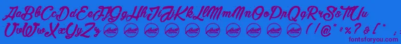 MaderaStudioPersonaluseonly Font – Purple Fonts on Blue Background