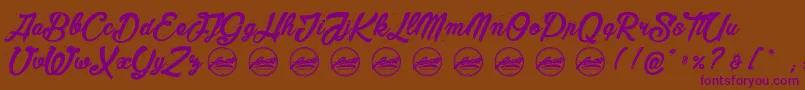 MaderaStudioPersonaluseonly Font – Purple Fonts on Brown Background