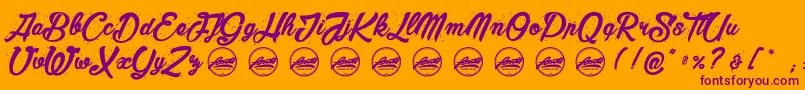 MaderaStudioPersonaluseonly Font – Purple Fonts on Orange Background