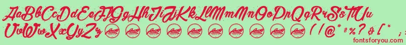 MaderaStudioPersonaluseonly Font – Red Fonts on Green Background