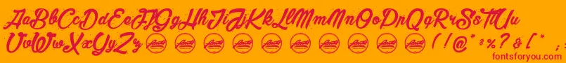 MaderaStudioPersonaluseonly Font – Red Fonts on Orange Background