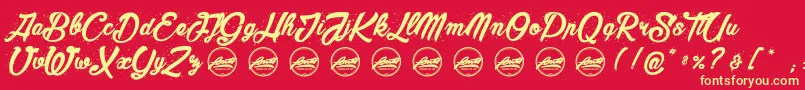 MaderaStudioPersonaluseonly Font – Yellow Fonts on Red Background