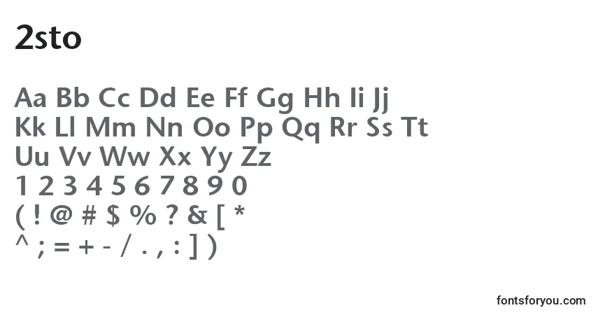 Schriftart 2sto – Alphabet, Zahlen, spezielle Symbole