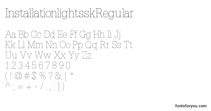 A fonte InstallationlightsskRegular – alfabeto, números, caracteres especiais