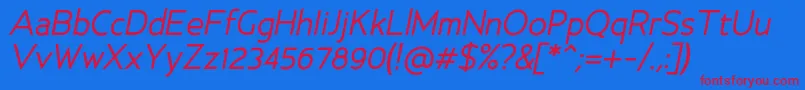 Czcionka AncillaryItalic – czerwone czcionki na niebieskim tle