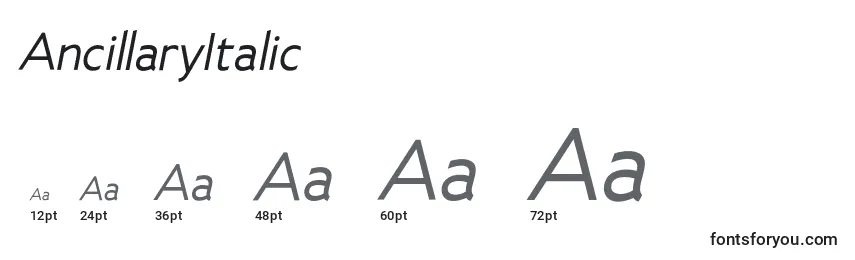 Размеры шрифта AncillaryItalic