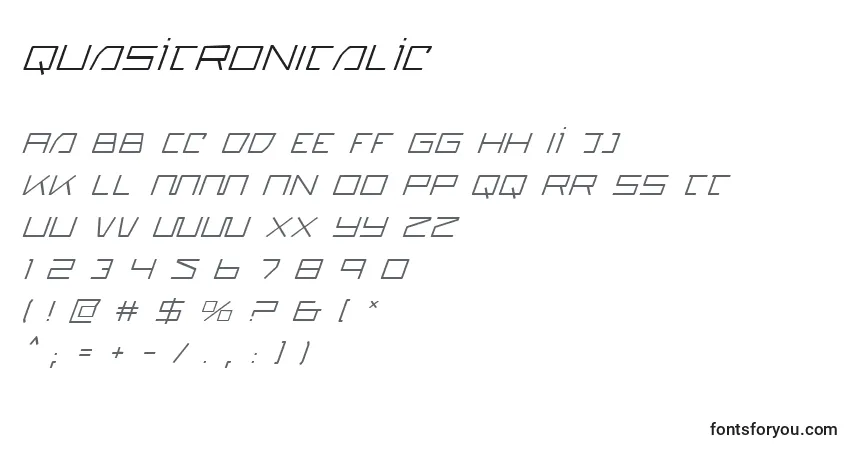 Шрифт QuasitronItalic – алфавит, цифры, специальные символы
