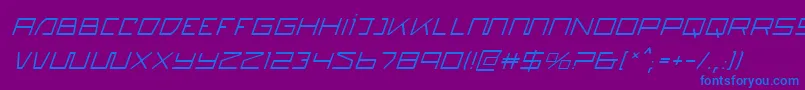 フォントQuasitronItalic – 紫色の背景に青い文字