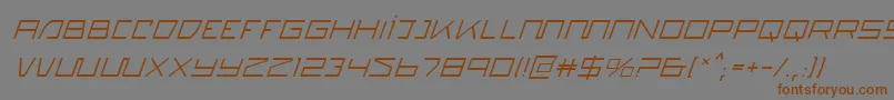フォントQuasitronItalic – 茶色の文字が灰色の背景にあります。