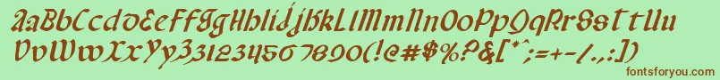 Fonte ValeriusItalic – fontes marrons em um fundo verde