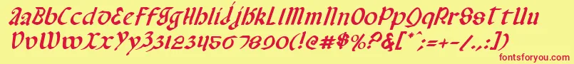 ValeriusItalic-Schriftart – Rote Schriften auf gelbem Hintergrund