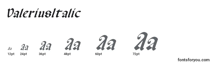 Размеры шрифта ValeriusItalic