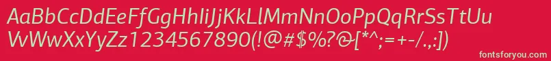 PfagorasansproItalic Font – Green Fonts on Red Background