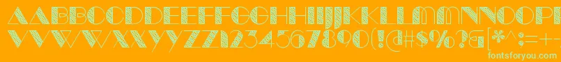 ManbowTone-Schriftart – Grüne Schriften auf orangefarbenem Hintergrund