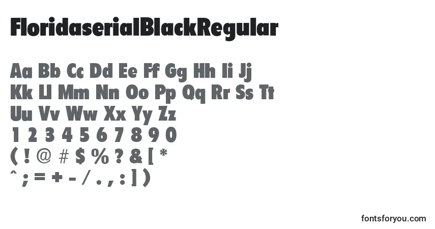 A fonte FloridaserialBlackRegular – alfabeto, números, caracteres especiais
