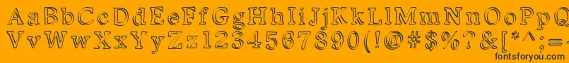 Kalligedoens-Schriftart – Schwarze Schriften auf orangefarbenem Hintergrund