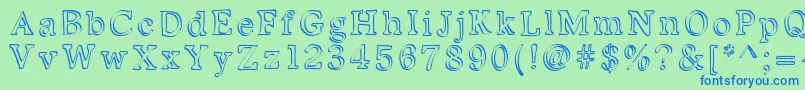 Kalligedoens Font – Blue Fonts on Green Background