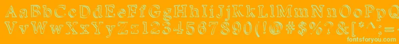 Kalligedoens-fontti – vihreät fontit oranssilla taustalla