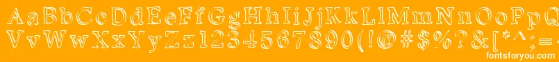 Kalligedoens-Schriftart – Weiße Schriften auf orangefarbenem Hintergrund