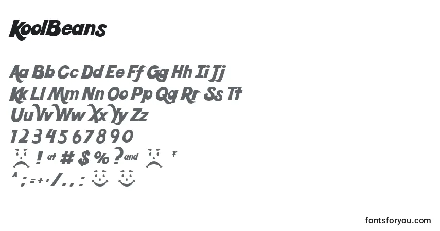 A fonte KoolBeans – alfabeto, números, caracteres especiais