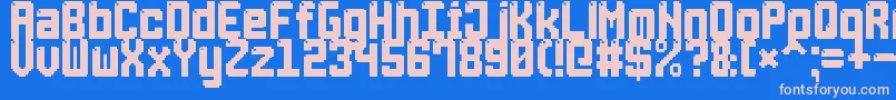 フォントLightPixel7 – ピンクの文字、青い背景