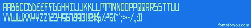 フォントBionicTypeCondensed – 青い背景に緑のフォント