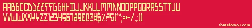 Fonte BionicTypeCondensed – fontes amarelas em um fundo vermelho