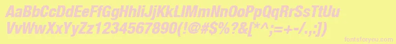 Czcionka Heaveneticacond8Hvyoblsh – różowe czcionki na żółtym tle