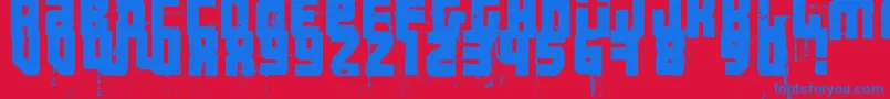 3ThehardWayRmxfenotype-Schriftart – Blaue Schriften auf rotem Hintergrund