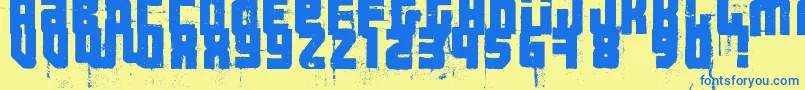 3ThehardWayRmxfenotype-fontti – siniset fontit keltaisella taustalla