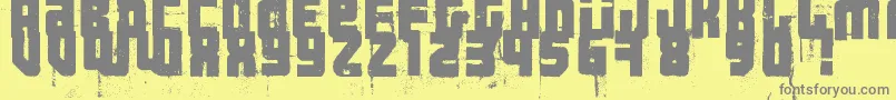 3ThehardWayRmxfenotype-fontti – harmaat kirjasimet keltaisella taustalla