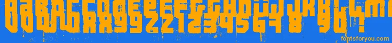 フォント3ThehardWayRmxfenotype – オレンジ色の文字が青い背景にあります。