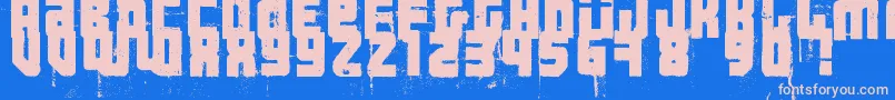 3ThehardWayRmxfenotype-fontti – vaaleanpunaiset fontit sinisellä taustalla