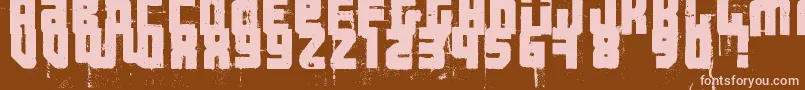 3ThehardWayRmxfenotype-fontti – vaaleanpunaiset fontit ruskealla taustalla